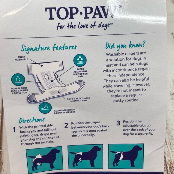 Top Paw Washable Diaper 1PK Purple Sz Small - Picture 10 of 10